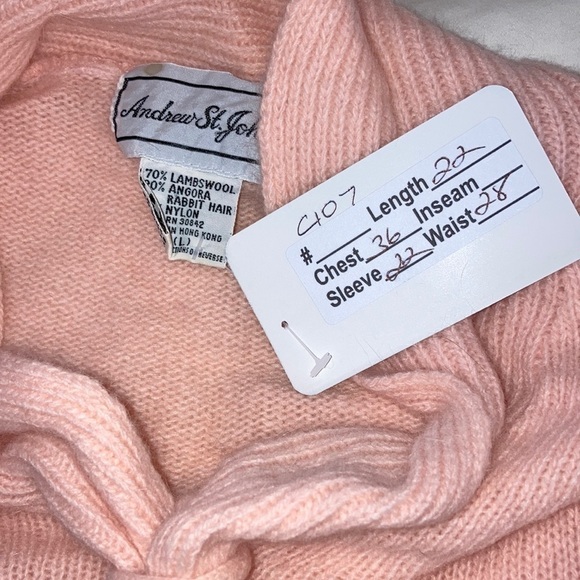 Vintage 80’s Andrew St John angora sweater. C108 Size L. Fits medium. Pink - Picture 5 of 5